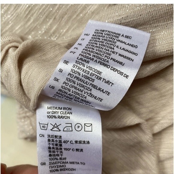 H & M WOMEN'S NUDE WITH SILVER METAL COWL NECK SLEEVELESS TOP TANK SIZE S - Picture 8 of 10